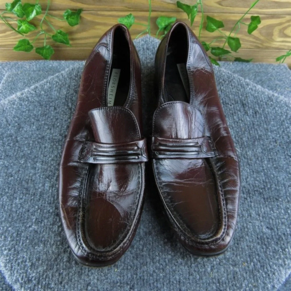 Florsheim 33455 Men Loafer Shoes Size 8.5 Medium Brown Leather‎ Slip On